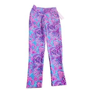 NWT LILLY PULITZER CORSO PANT TURQUOISE‎ OASIS SHELLEIDOSCOPE GOLF Size 00 $138